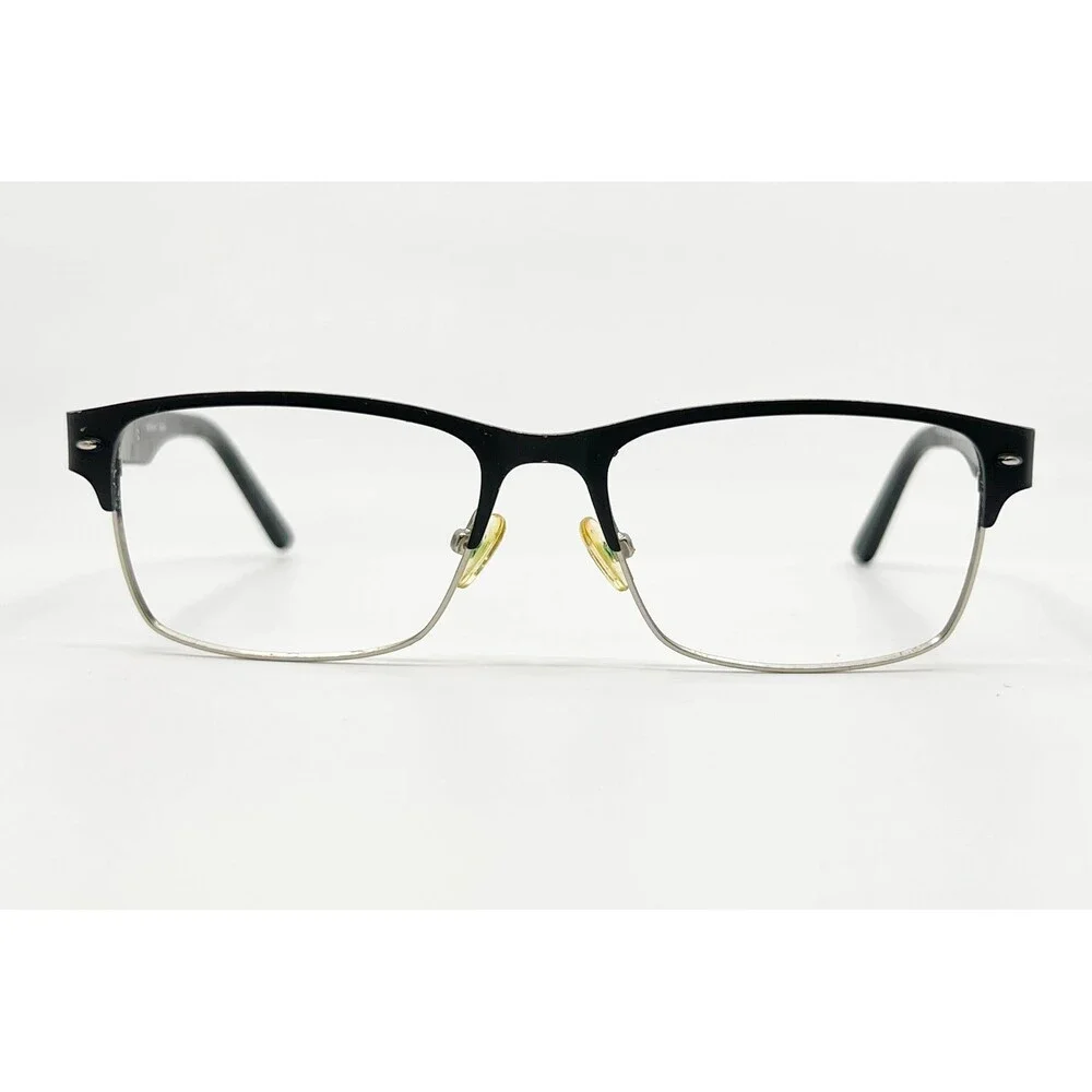 Alexander Julian Eyeglass Frames Mens Black Silver Rectangular 52-16-140